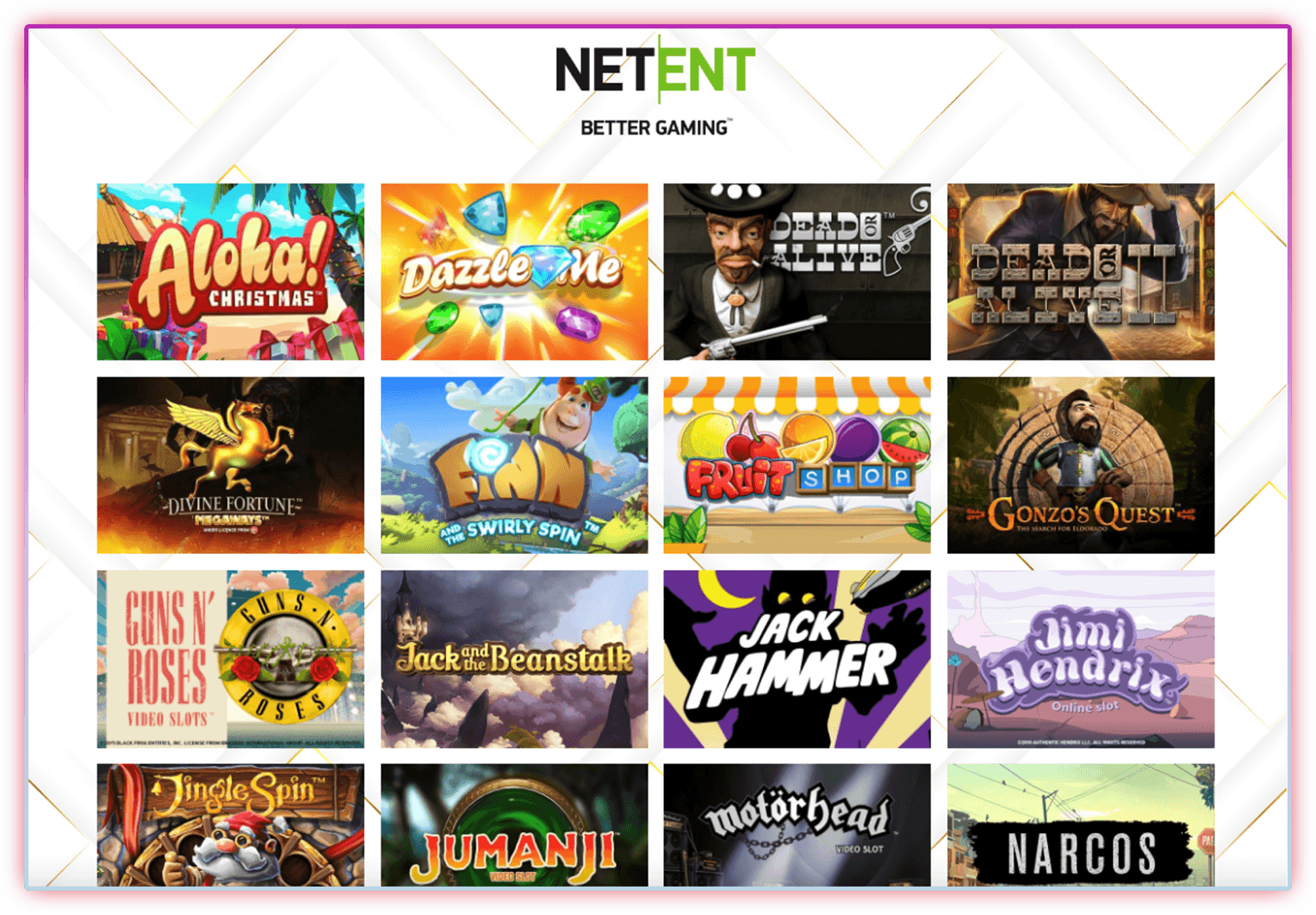 หน้ารวมเกมที่น่าสนใจของค่าย NetEnt