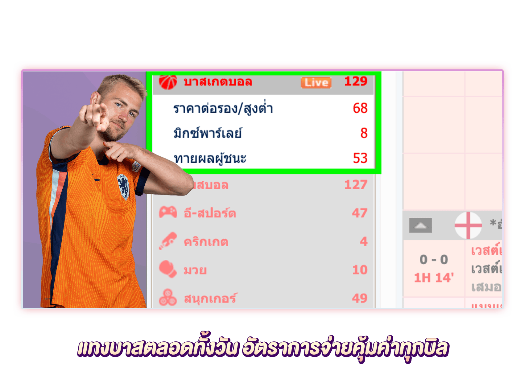 แทงบาสเกตบอลได้ตลอดทั้งวัน อัตราการจ่ายทุกบิล